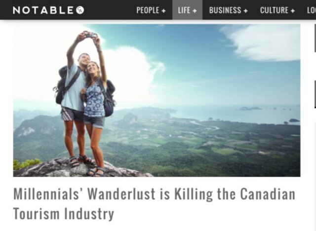 Reprodução/Buzzfeed O sonho de viagem dos Millennials está acabando com o turismo canadense.