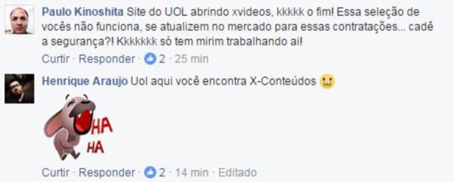 Reprodução/ Facebook UOL Internautas já comentam a ação dos hackers nas redes sociais