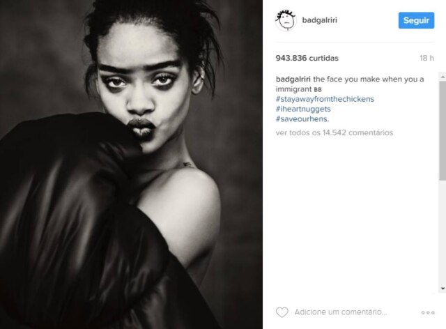 Reprodução/Instagram Post com a primeira resposta de Rihanna à rapper Azealia Banks.