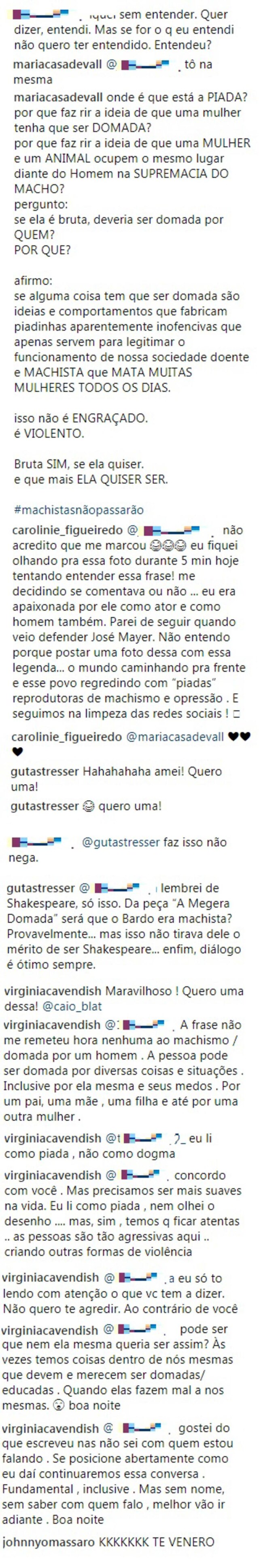 Instagram / @caio_blat Comentários feitos no Instagram de Caio Blat.