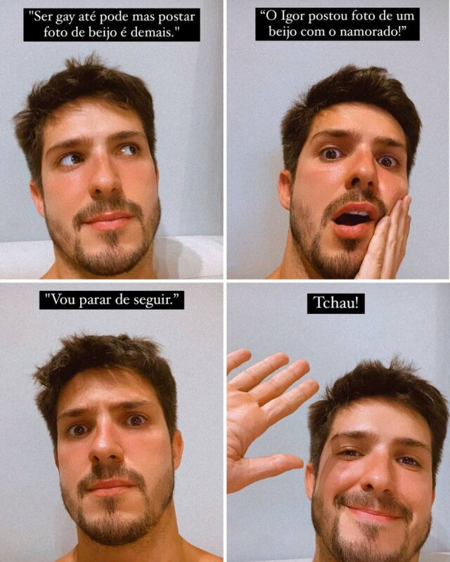 Reprodução Instagram / @igorcosso Igor Cosso expõe homofobia no Instagram