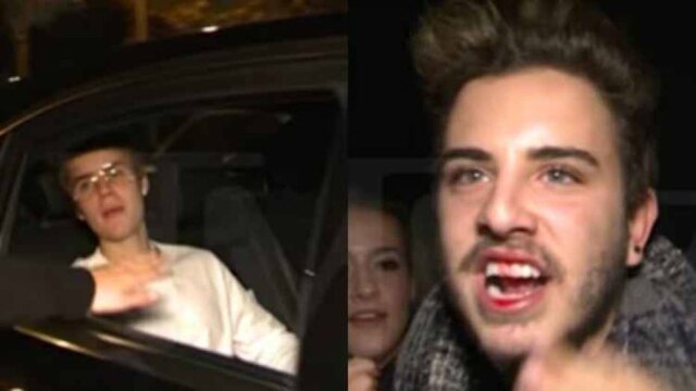 Reprodução/TMZ Justin Bieber deu um soco em rosto de fã em Barcelona, Espanha.