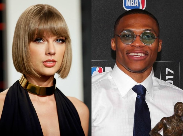 REUTERS/Danny Moloshok | Brad Penner-USA TODAY Sports Taylor Swift e Russel Westbrook