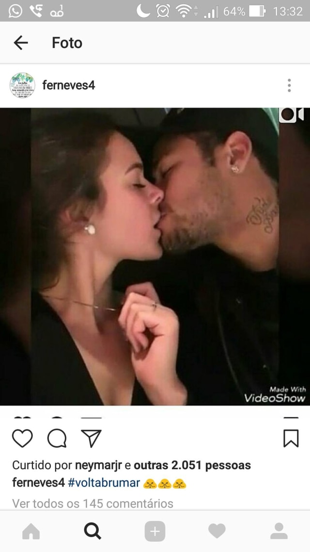 instagram.com/ferneves4 Fã publicou print de um vídeo postado por Neymar há alguns meses, quando ainda estava namorando Bruna.