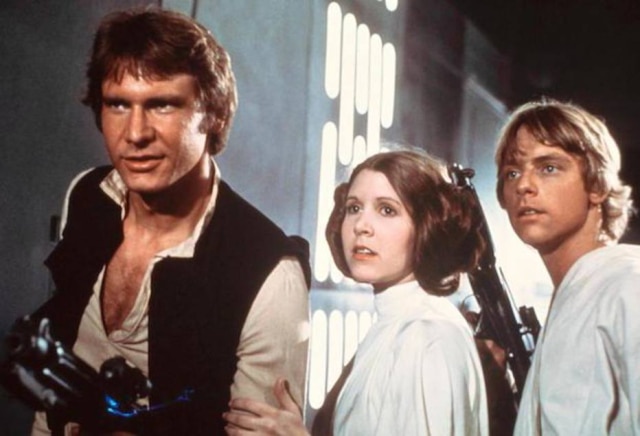 Lucasfilm Han Solo, Princesa Leia e Luke Skywalker em 'Star Wars: Uma Nova Esperança'.